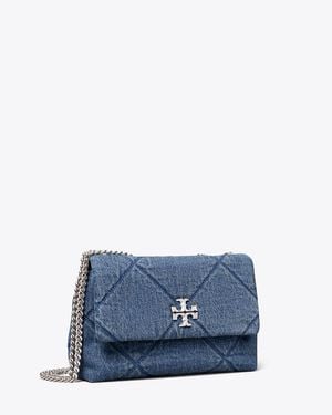 Tory Burch Small Kira Diamond Quilt Denim Shoulder Bag - Blue
