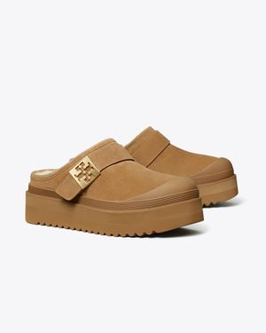 Tory Burch Mellow Shearling Platform Mule - Brown