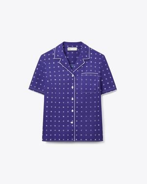 Tory Burch Twill Camp Shirt - Purple