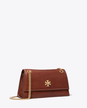 Tory Burch Mini Kira Turnlock Snake-Embossed Shoulder Bag, One Size - Brown