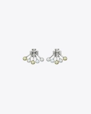 Tory Burch Moondance Pearl Front-Back Earrings - White