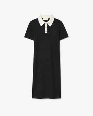 Tory Burch Wool Scalloped Polo Dress - Black