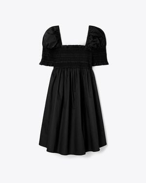 Tory Burch Smocked Cotton Mini Dress - Black