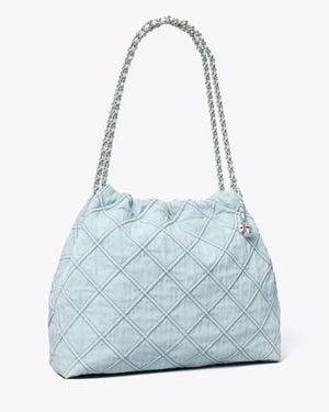 Tory Burch Fleming Soft Denim Hobo Bag, One Size - Blue