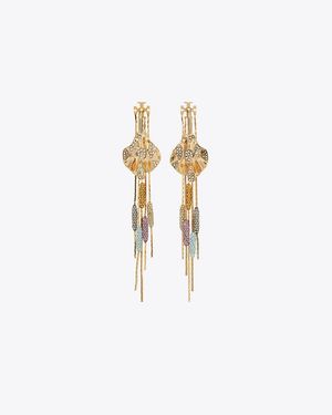 Tory Burch Runway Embellished Front-Back Earrings - Metallic