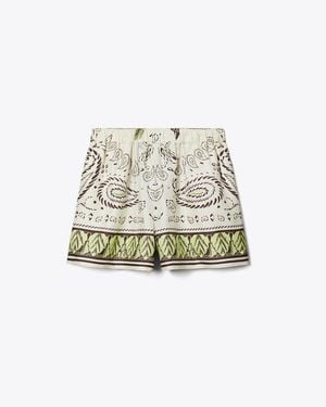 Tory Burch Silk Camp Shorts - White