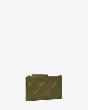Tory Burch Fleming Zip Card Case, One Size - Green