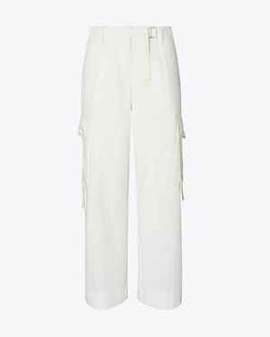 Tory Burch Cotton Cargo Pant - White