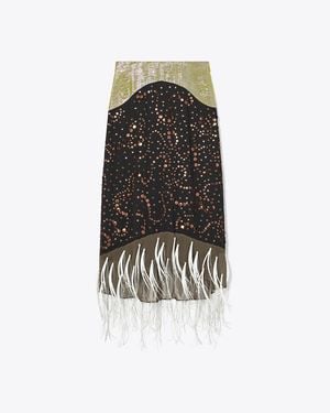 Tory Burch Embellished Slip Skirt - Black