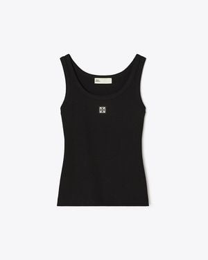 Tory Burch Cotton Scoop Tank - Black