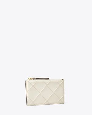 Tory Burch Fleming Zip Card Case - Natural