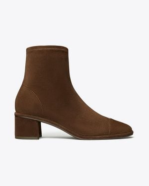 Tory Burch Cap-Toe Heeled Ankle Boot - Brown