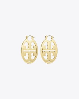 Tory Burch Small Icon Hoop Earrings - Metallic