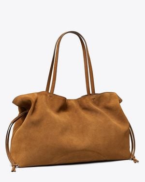 Tory Burch Ella Suede Drawstring Tote - Brown