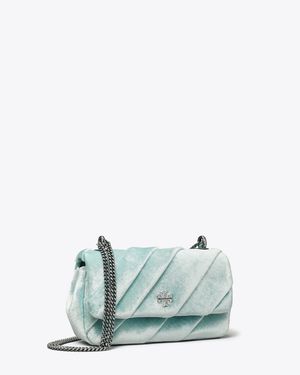 Tory Burch Mini Kira Draped Velvet Flap Bag, One Size - Green