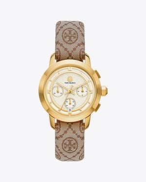 Tory Burch T Monogram Chronograph Watch - Metallic