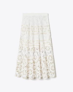 Tory Burch Cotton Eyelet Skirt - White