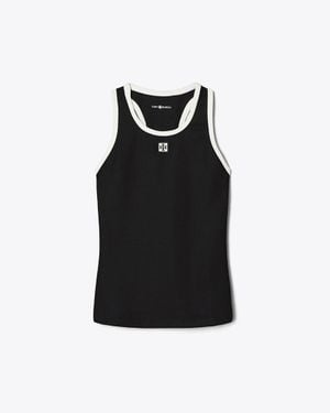 Tory Burch Jersey Racerback Tennis Tank Top - Black