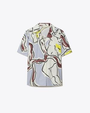 Tory Burch Cotton Camp Shirt - Blue