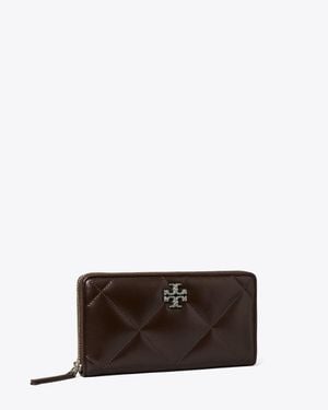Tory Burch Kira Diamond Quilt Pavé Zip Continental Wallet - Brown