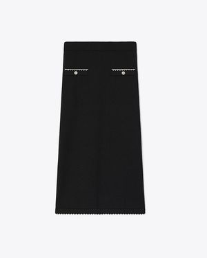 Tory Burch Wool Scalloped Skirt - Black