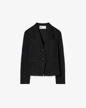 Tory Burch Embroidered Broderie Anglaise Jacket - Black