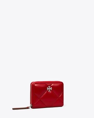 Tory Burch Small Kira Diamond Quilt Zip-Around Wallet - Red