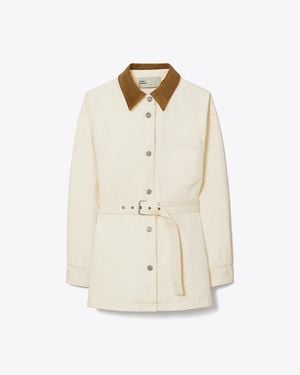 Tory Burch Button Down Denim Jacket - Natural