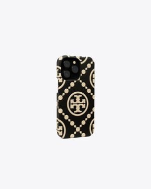 Tory Burch T Monogram Contrast Embossed Phone Case - Black