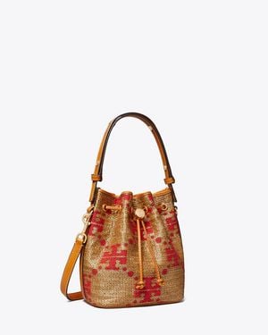 Tory Burch T Monogram Woven Bucket Bag, One Size - Brown