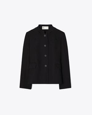 Tory Burch Viscose And Cotton Crepe Jacket - Black