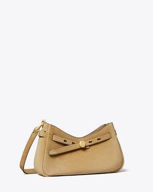 Tory Burch Romy Suede Zip Top Crossbody Bag - Natural