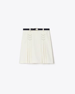 Tory Burch Pleated Stretch Golf Skirt - Natural