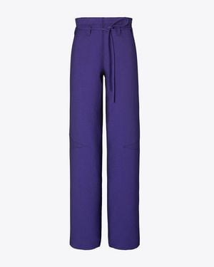 Tory Burch Cotton Wide Leg Trousers - Blue