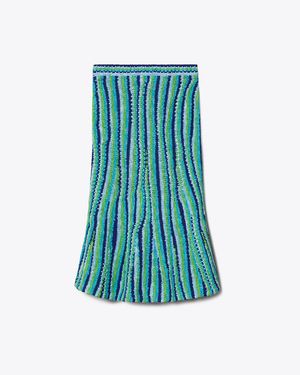 Tory Burch Striped Cotton Skirt - Blue