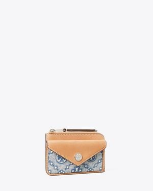 Tory Burch T Monogram Denim Zip Card Case - Multicolour