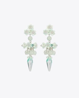 Tory Burch Curiosity Beaded Linear Earrings - White