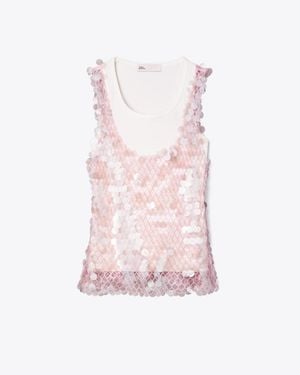 Tory Burch Sequin Mesh Top - Pink