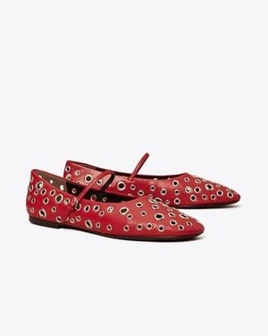 Tory Burch Eyelet Mary Jane Ballet - Red
