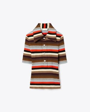 Tory Burch Viscose Ribbed Polo - Red