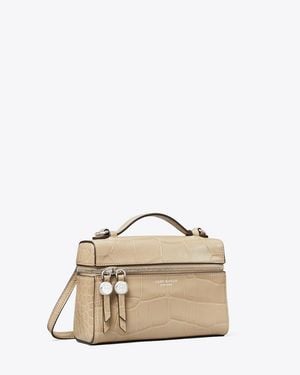 Tory Burch Slim Romy Croc-Embossed Top Handle Bag, One Size - Natural