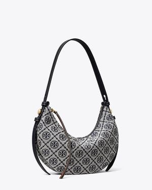 Tory Burch T Monogram Romy Half Moon Bag - Black