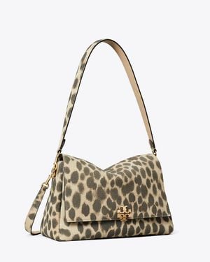 Tory Burch Charlie Suede Shoulder Bag - Metallic