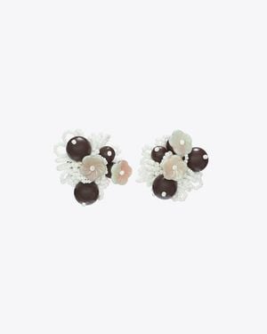 Tory Burch Runway Beaded Cluster Earrings - Metallic