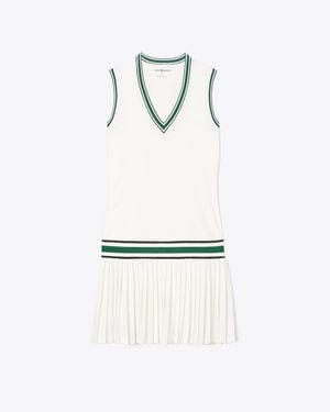 Tory Burch Tory Burch Performance Jersey V-Neck Tennis Dress - White