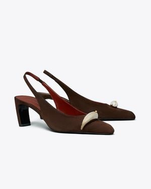 Tory Burch Pierced Slingback Heel - Brown