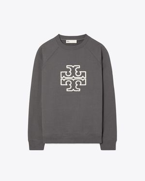 Tory Burch Heavy French Terry Logo Crewneck - Grey
