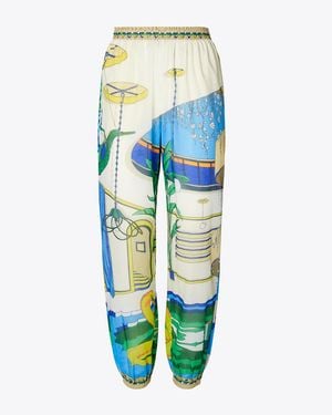 Tory Burch Printed Cotton Lounge Pant - Blue