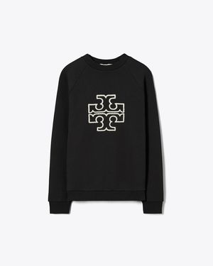 Tory Burch Heavy French Terry Logo Crewneck - Black