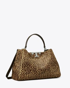 Tory Burch Eleanor Calf Hair Satchel - Brown